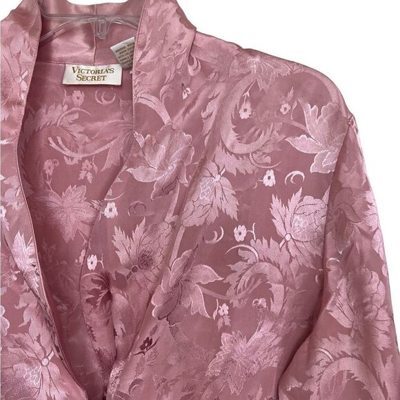 Victoria’s Secret Gold Label Vintage 90s Pink Satin Floral PJ Set Medium - Picture 7 of 16